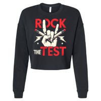 Testing Day Rock The Test Rock Music Teach.er Student Cropped Pullover Crew