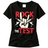 Testing Day Rock The Test Rock Music Teach.er Student Womens T-Shirt