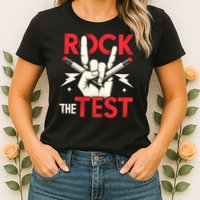 Testing Day Rock The Test Rock Music Teach.er Student Womens T-Shirt