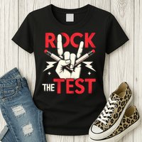Testing Day Rock The Test Rock Music Teach.er Student Womens T-Shirt