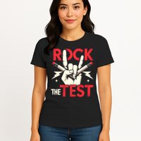 Testing Day Rock The Test Rock Music Teach.er Student Womens T-Shirt