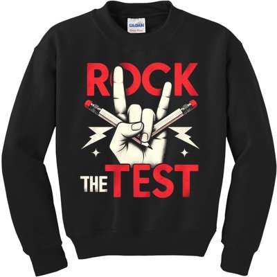 Testing Day Rock The Test Rock Music Teach.er Student Kids Sweatshirt