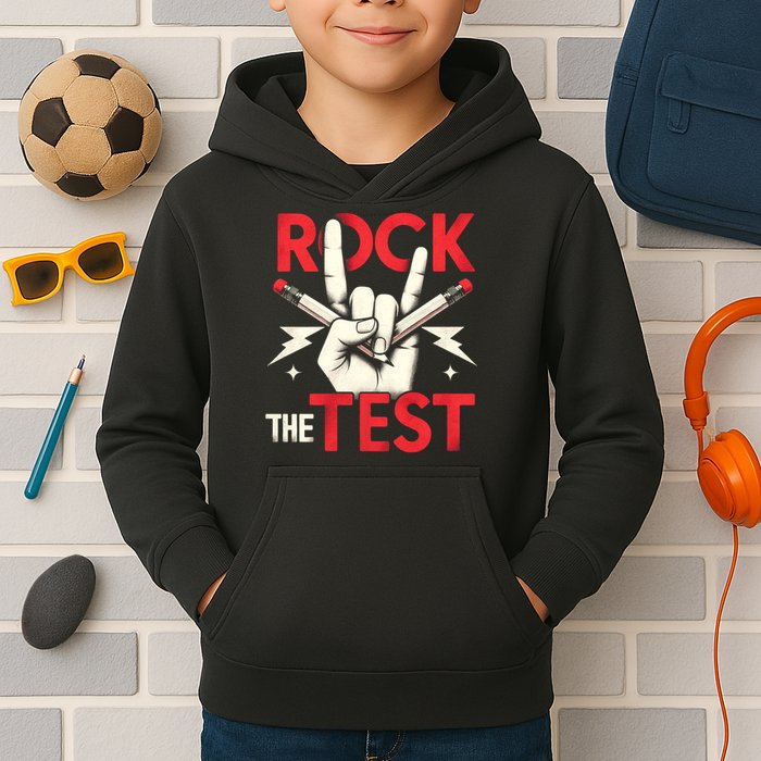 Testing Day Rock The Test Rock Music Teach.er Student Kids Hoodie