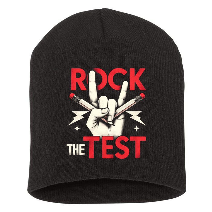 Testing Day Rock The Test Rock Music Teach.er Student Short Acrylic Beanie