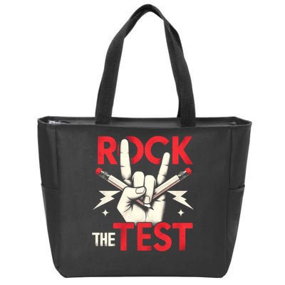 Testing Day Rock The Test Rock Music Teach.er Student Zip Tote Bag