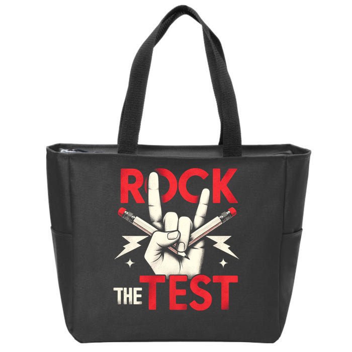 Testing Day Rock The Test Rock Music Teach.er Student Zip Tote Bag