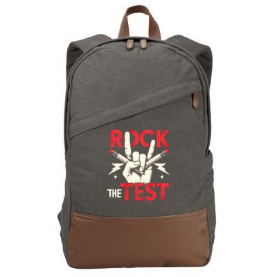 Testing Day Rock The Test Rock Music Teach.er Student Cotton Canvas Backpack