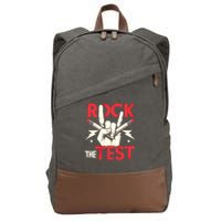 Testing Day Rock The Test Rock Music Teach.er Student Cotton Canvas Backpack
