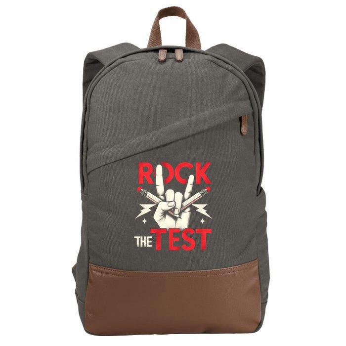 Testing Day Rock The Test Rock Music Teach.er Student Cotton Canvas Backpack