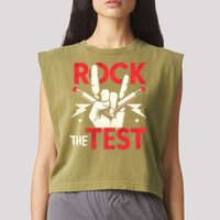 Testing Day Rock The Test Rock Music Teach.er Student Garment-Dyed Women's Muscle Tee