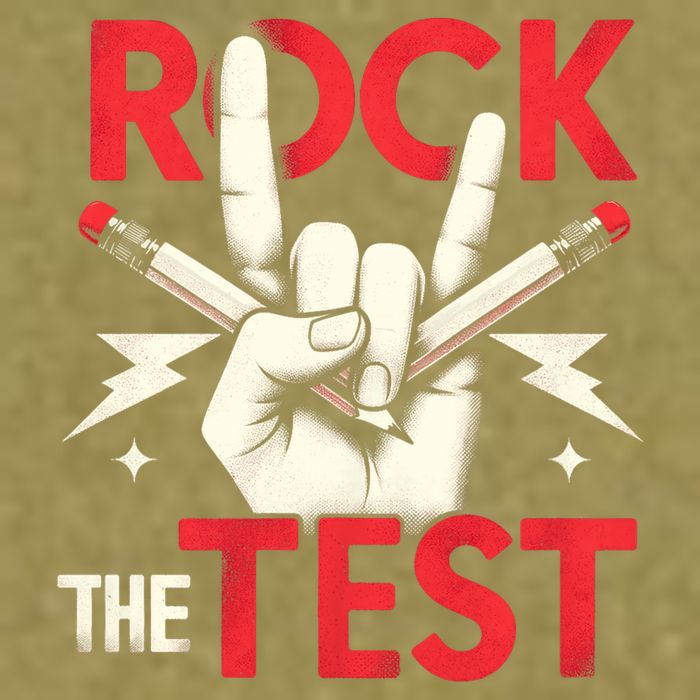 Testing Day Rock The Test Rock Music Teach.er Student Garment-Dyed Women's Muscle Tee