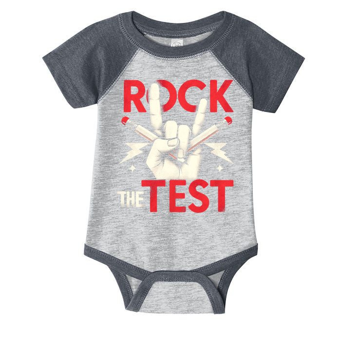 Testing Day Rock The Test Rock Music Teach.er Student Infant Baby Jersey Bodysuit