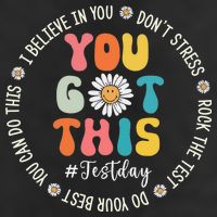 Test Day Rock The Test Teacher Testing Day You Got This 7 Panel Mesh Trucker Snapback Hat