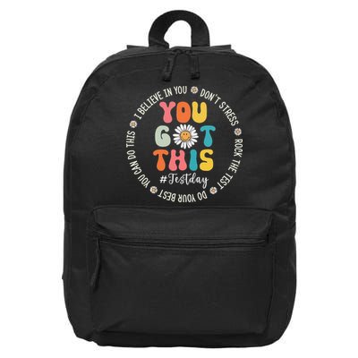 Test Day Rock The Test Teacher Testing Day You Got This 16 in Basic Backpack