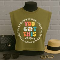 Test Day Rock The Test Teacher Testing Day You Got This Garment-Dyed Women's Muscle Tee