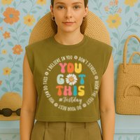Test Day Rock The Test Teacher Testing Day You Got This Garment-Dyed Women's Muscle Tee