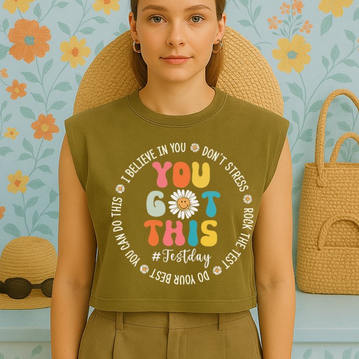 Test Day Rock The Test Teacher Testing Day You Got This Garment-Dyed Women's Muscle Tee