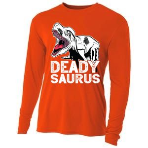 T Deadysaurus Rex Bones Daddy Saurus Halloween Dinosaur Great Gift Cooling Performance Long Sleeve Crew