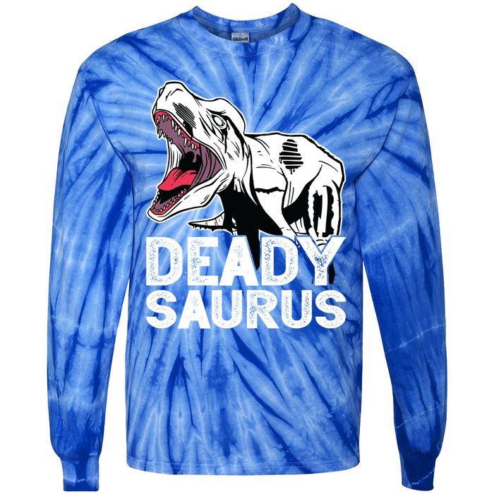 T Deadysaurus Rex Bones Daddy Saurus Halloween Dinosaur Great Gift Tie-Dye Long Sleeve Shirt