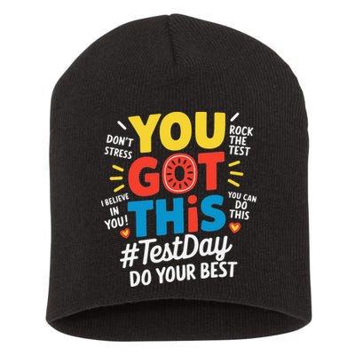 Test Day Rock The Test You Got This Teacher Test Testing Short Acrylic Beanie