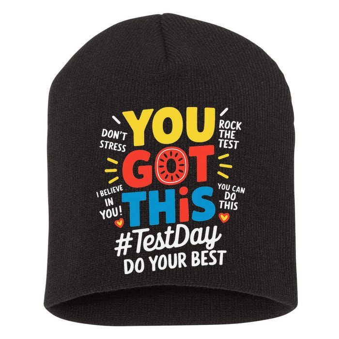 Test Day Rock The Test You Got This Teacher Test Testing Short Acrylic Beanie