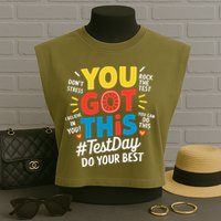 Test Day Rock The Test You Got This Teacher Test Testing Garment-Dyed Women's Muscle Tee