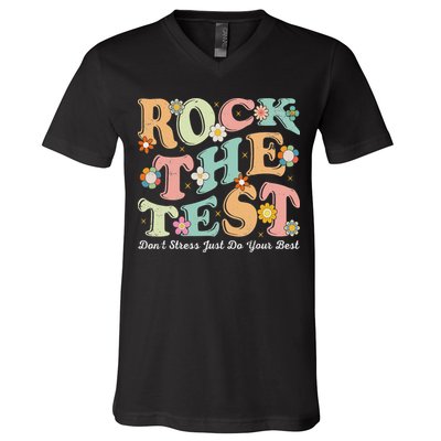 Test Day Rock The Test Teacher Testing Day You Got This V-Neck T-Shirt
