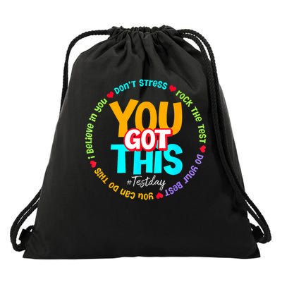 Test Day Rock The Test T.e.a.c.h.e.r Testing Day You Got This  Drawstring Bag