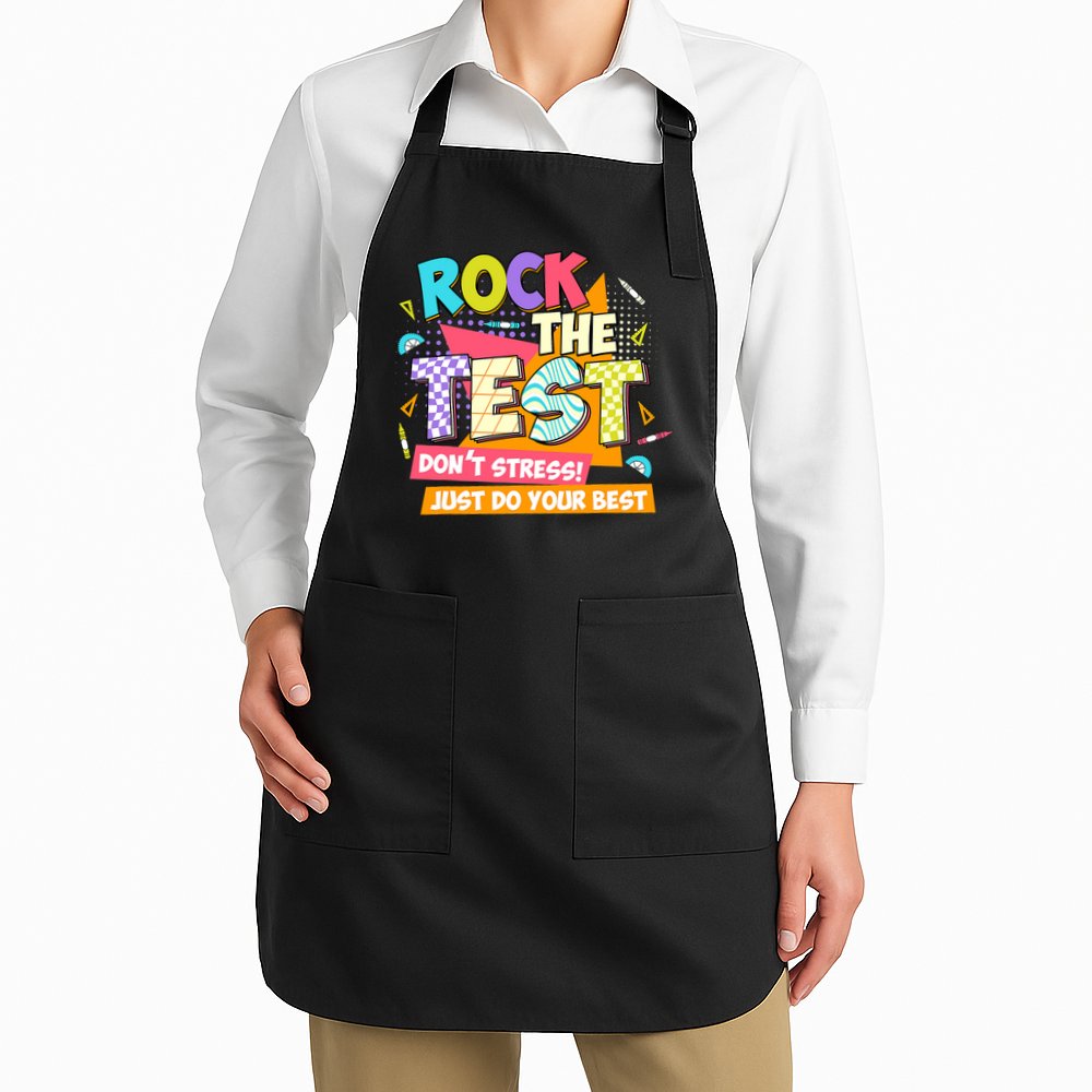 Test Day Rock The Test Teacher Testing Day  Apron