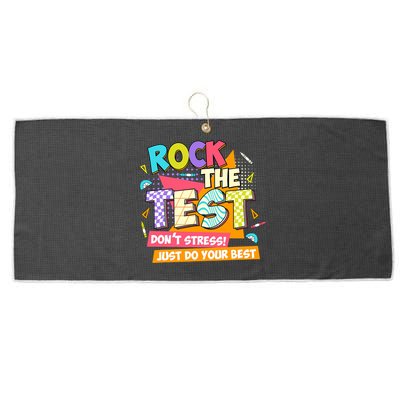 Test Day Rock The Test Teacher Testing Day  Large Microfiber Waffle Golf Towel