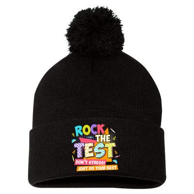 Test Day Rock The Test Teacher Testing Day  Pom Pom 12in Knit Beanie