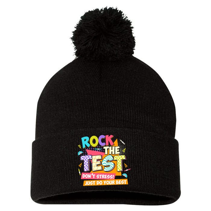 Test Day Rock The Test Teacher Testing Day  Pom Pom 12in Knit Beanie