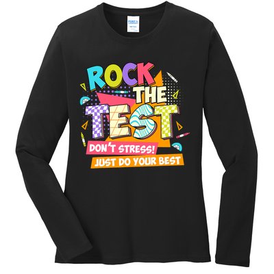 Test Day Rock The Test Teacher Testing Day  Ladies Long Sleeve Shirt