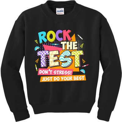 Test Day Rock The Test Teacher Testing Day  Kids Sweatshirt