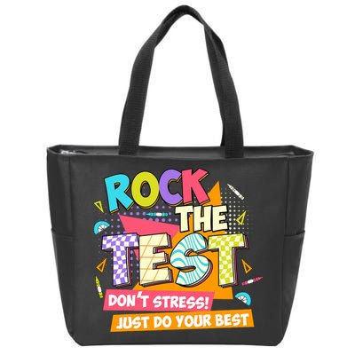 Test Day Rock The Test Teacher Testing Day  Zip Tote Bag