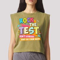 Test Day Rock The Test Teacher Testing Day  Garment-Dyed Women's Muscle Tee
