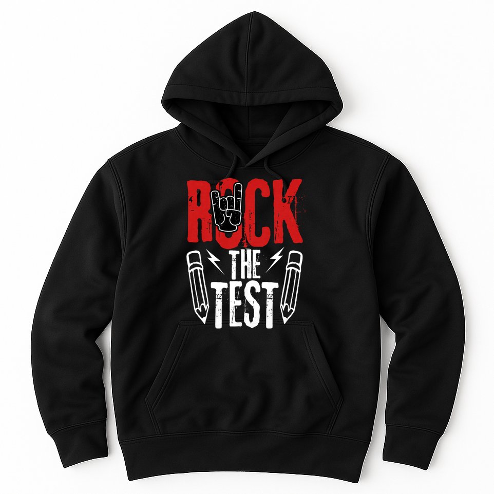 Test Day Rock The Funny Metal Teacher Student Testing Exam Hoodie