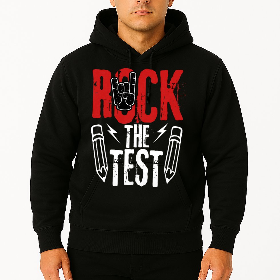 Test Day Rock The Funny Metal Teacher Student Testing Exam Hoodie