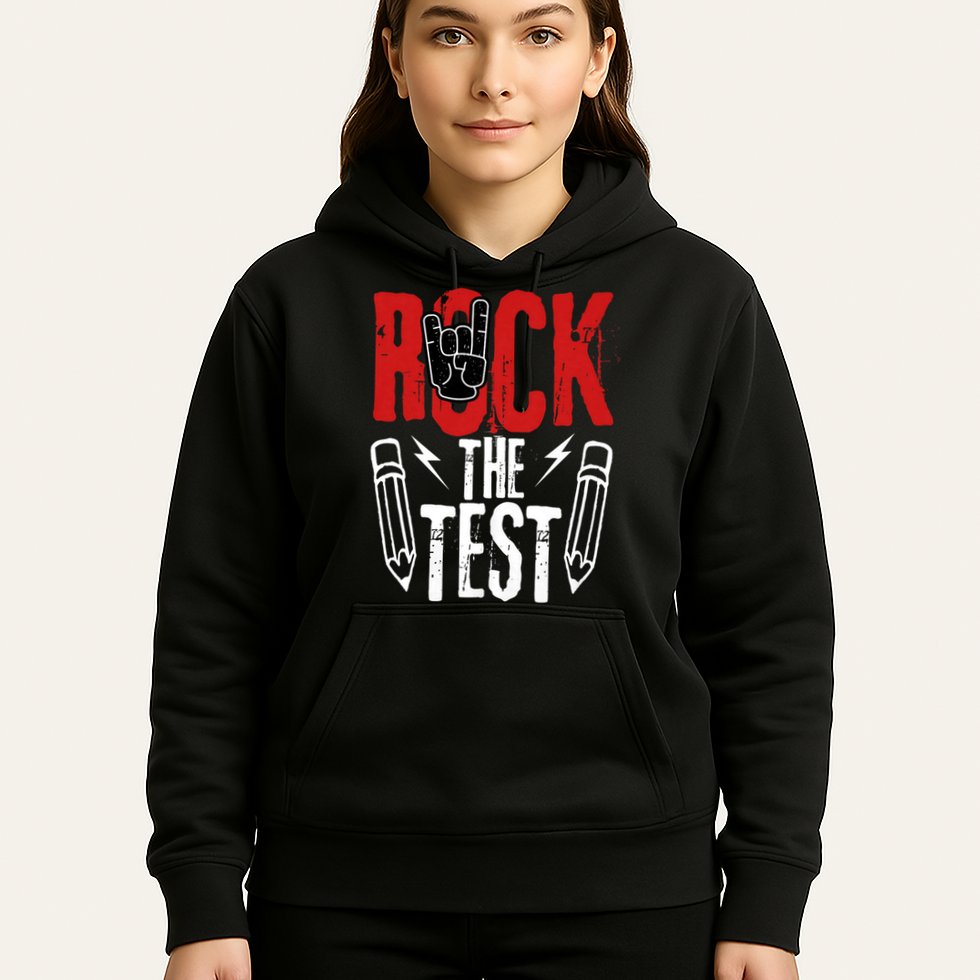 Test Day Rock The Funny Metal Teacher Student Testing Exam Hoodie