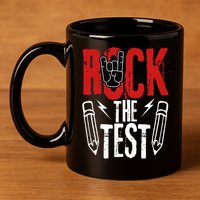 Test Day Rock The Funny Metal Teacher Student Testing Exam 11oz C Handle Ceramic Mug