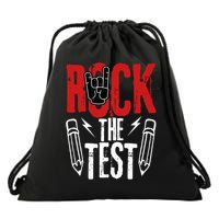 Test Day Rock The Funny Metal Teacher Student Testing Exam Drawstring Bag