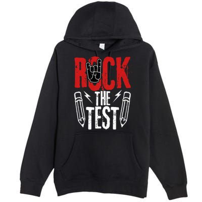 Test Day Rock The Funny Metal Teacher Student Testing Exam Premium Pullover Hoodie
