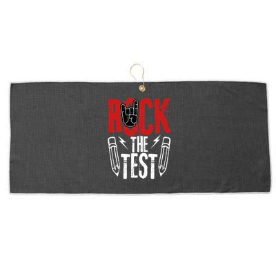 Test Day Rock The Funny Metal Teacher Student Testing Exam Large Microfiber Waffle Golf Towel