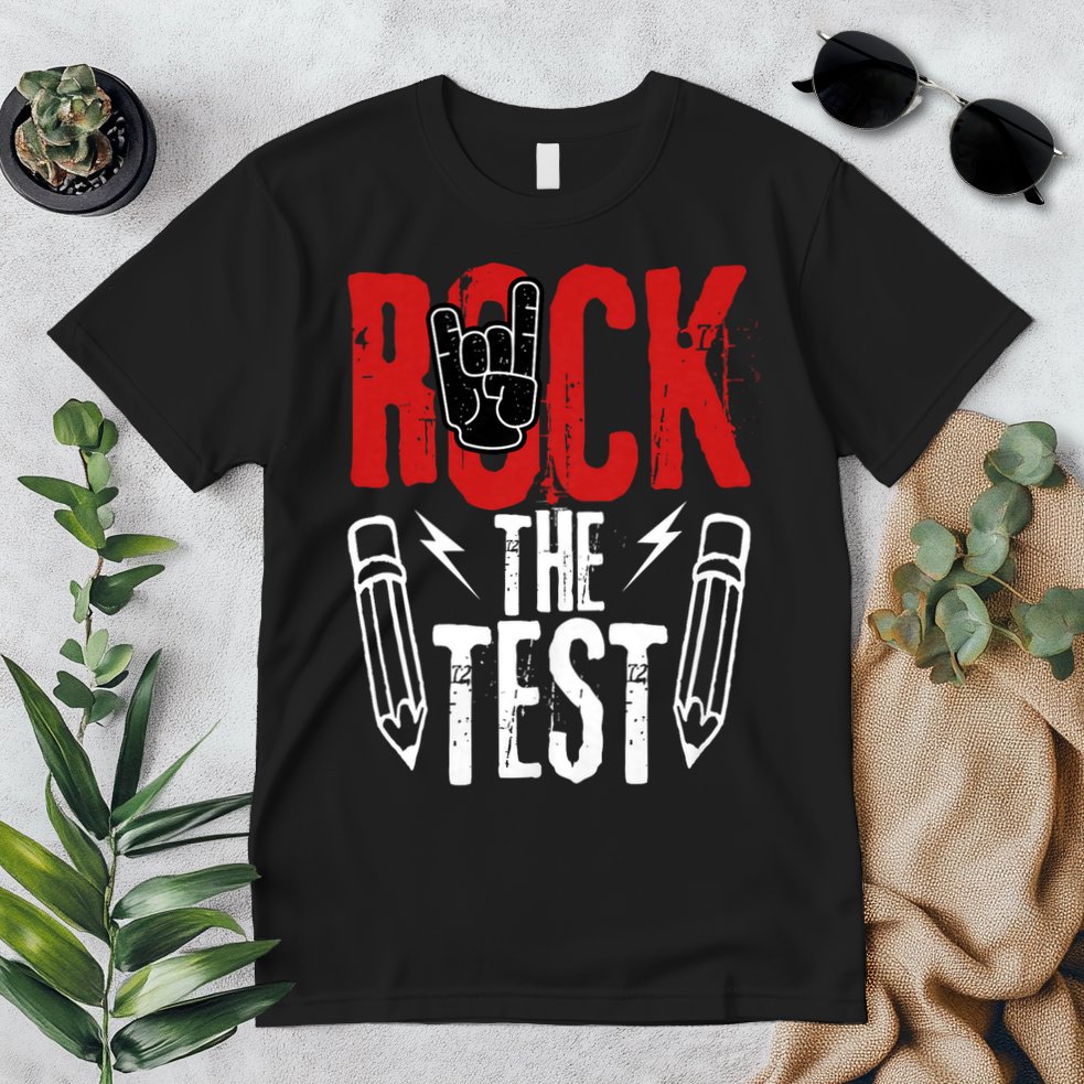 Test Day Rock The Funny Metal Teacher Student Testing Exam Premium T-Shirt