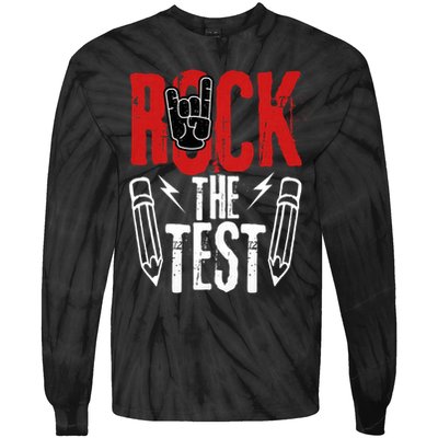 Test Day Rock The Funny Metal Teacher Student Testing Exam Tie-Dye Long Sleeve Shirt