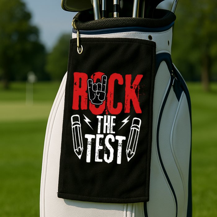 Test Day Rock The Funny Metal Teacher Student Testing Exam Golf Towel