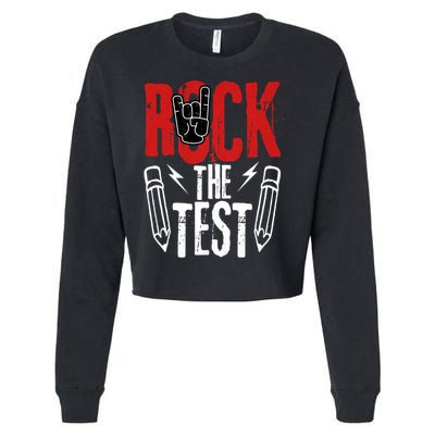 Test Day Rock The Funny Metal Teacher Student Testing Exam Cropped Pullover Crew