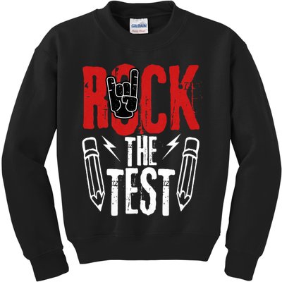 Test Day Rock The Funny Metal Teacher Student Testing Exam Kids Sweatshirt