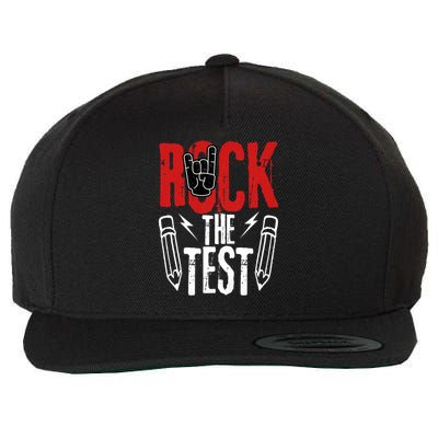 Test Day Rock The Funny Metal Teacher Student Testing Exam Wool Snapback Cap
