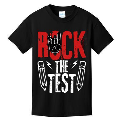 Test Day Rock The Funny Metal Teacher Student Testing Exam Kids T-Shirt